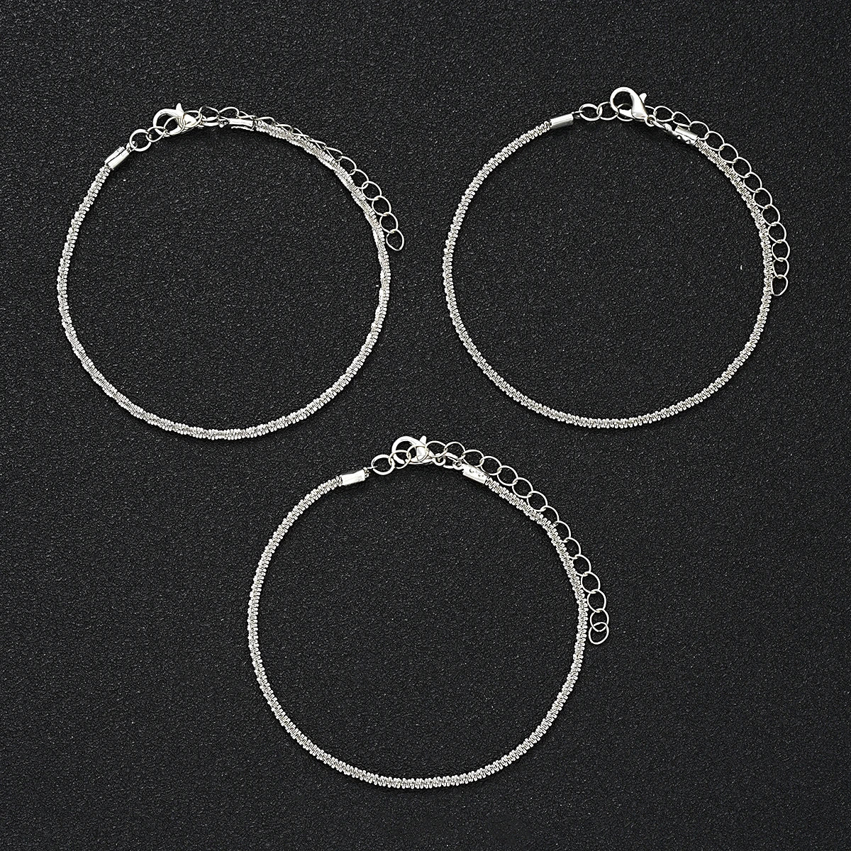 3 Pcs Sparkling Chain Anklet Sets for Women