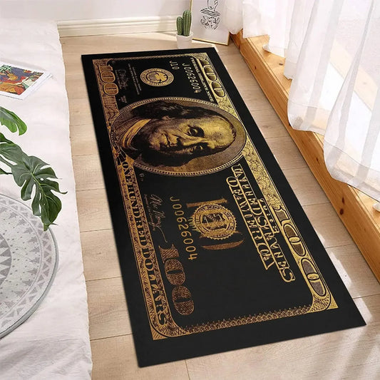 Black Gold 100 Dollar Bill Money Kitchen Floor