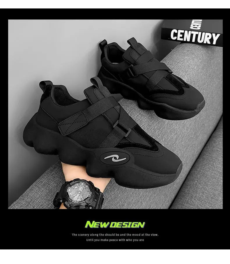 New Fashion Black Platform Sneakers Chunky Shoes for Men