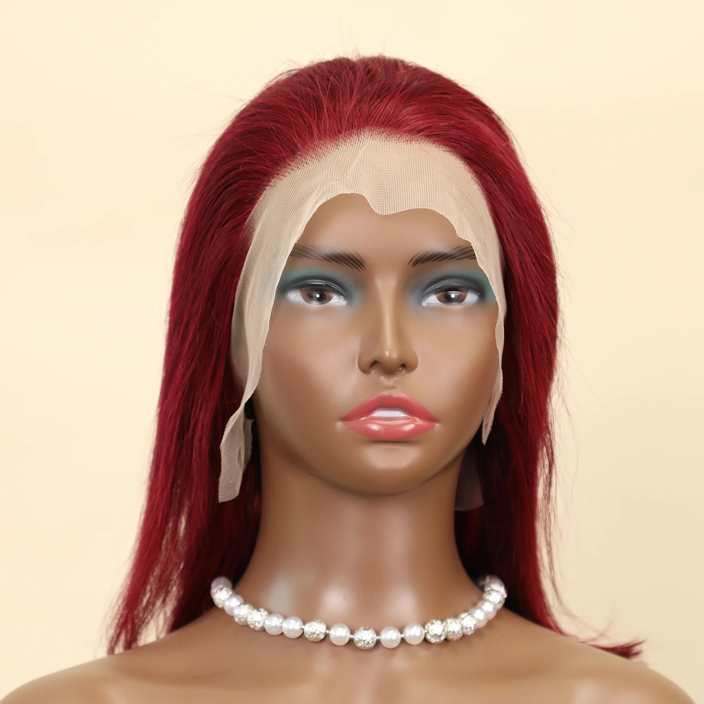 Density Transparent Red Colored Bob Wigs Human Hair For Women