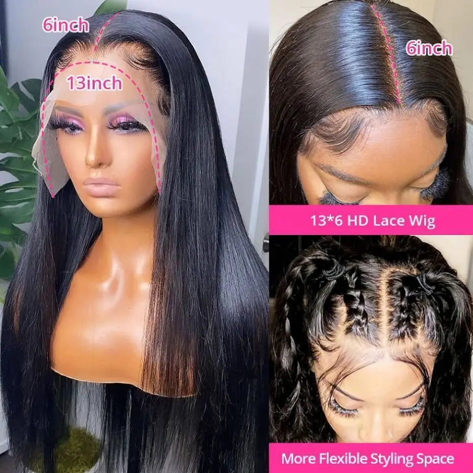 Transparent Lace Front Human Hair Wigs 32 34 For Women