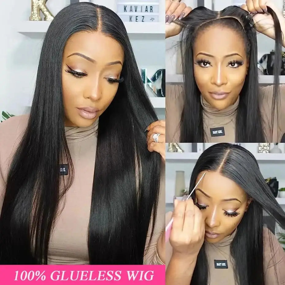 Glueless Straight Human Hair Lace Closure Wig For Women