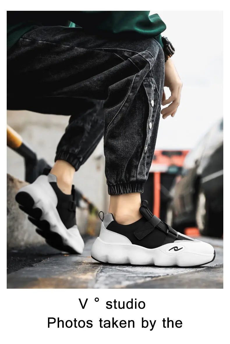 New Fashion Black Platform Sneakers Chunky Shoes for Men