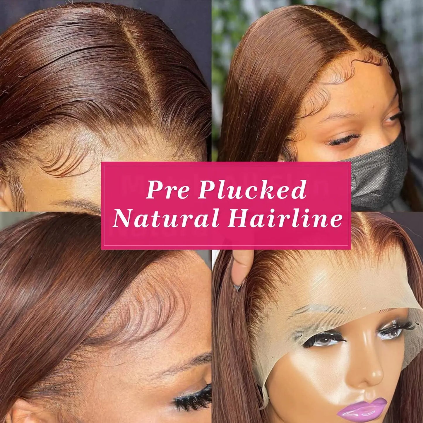 Chocolate Brown Straight Lace Front Wigs 100% Human Hair