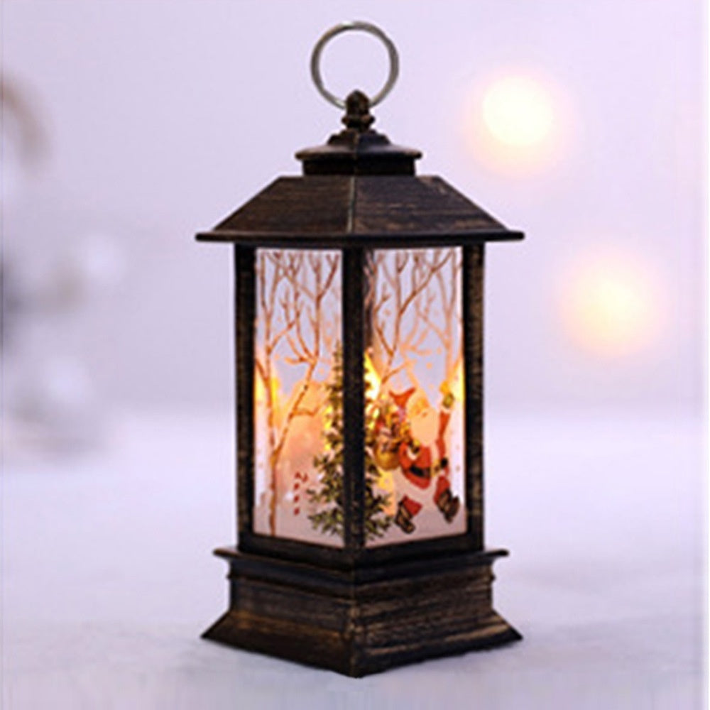 Christmas Portable Oil Lamp Santa Claus Battery Powered Indoor Outdoor Hanging Lanterns Festive Party Decoration