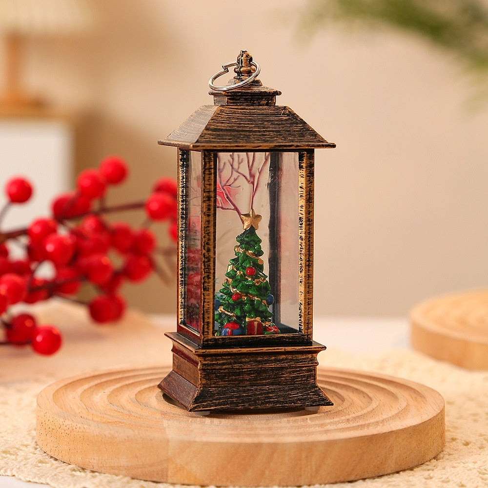 Christmas Portable Oil Lamp Santa Claus Battery Powered Indoor Outdoor Hanging Lanterns Festive Party Decoration