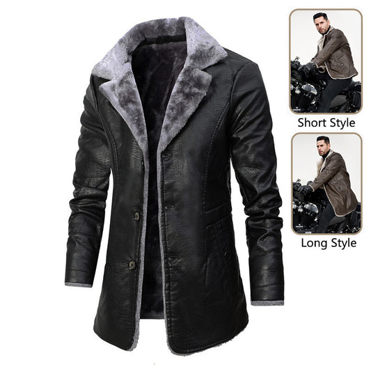 Jacket Winter Warm Fleece Single-breasted Coat For Men Long Clothing