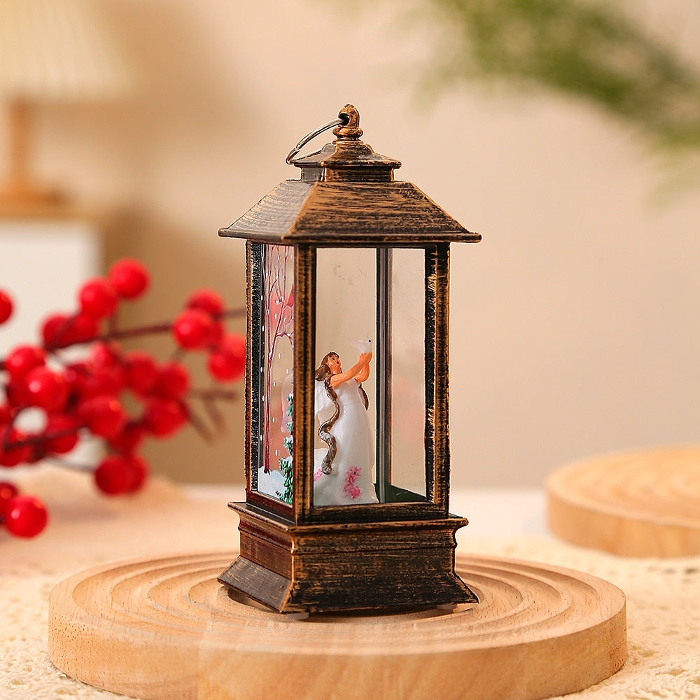 Christmas Portable Oil Lamp Santa Claus Battery Powered Indoor Outdoor Hanging Lanterns Festive Party Decoration